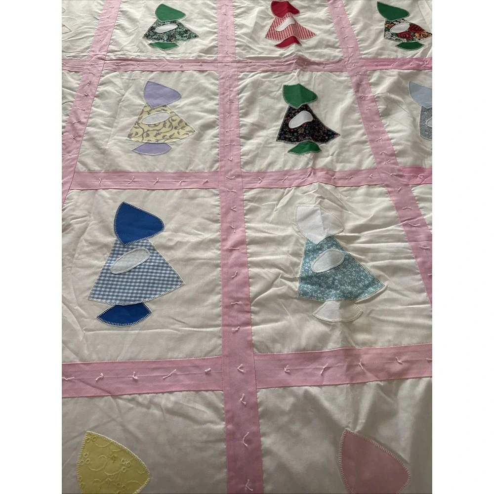 Handmade Blanket Twin Cotton Sun Bonnet Sue Quilted‎ 88 X 32